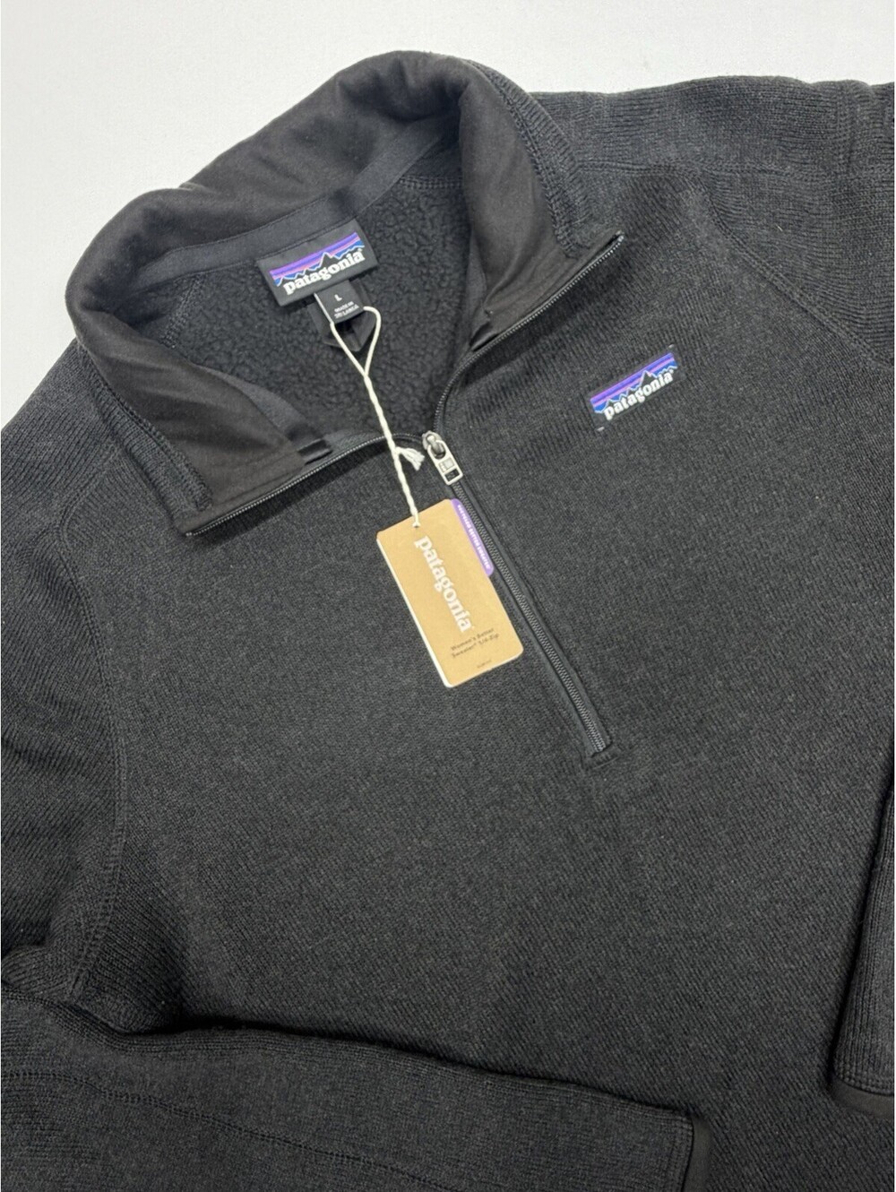 NWT Patagonia Better Sweater 1/4 Zip Fleece Pullover Womens L Black MSRP: $149
